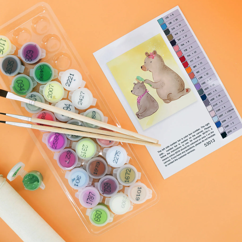 Malen nach Zahlen Bär Kind Kunstwerk, Malen nach Zahlen, Ausmalbild, Familie, Vatertag, Muttertag, Bruder, Schwester, Mama, Papa, Oma, Opa, Mutter, Mutti, Geschenk