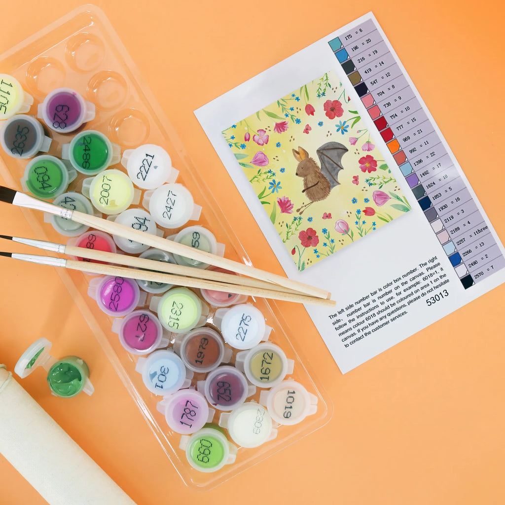 Paint by Numbers bat Sit small animals, cute, funny, cute animal motives, hand drawn, small world, funny sayings, good mood, happy, gifts, gift ideas, special gifts, animal lover, card, relax, motivation, bats, bat