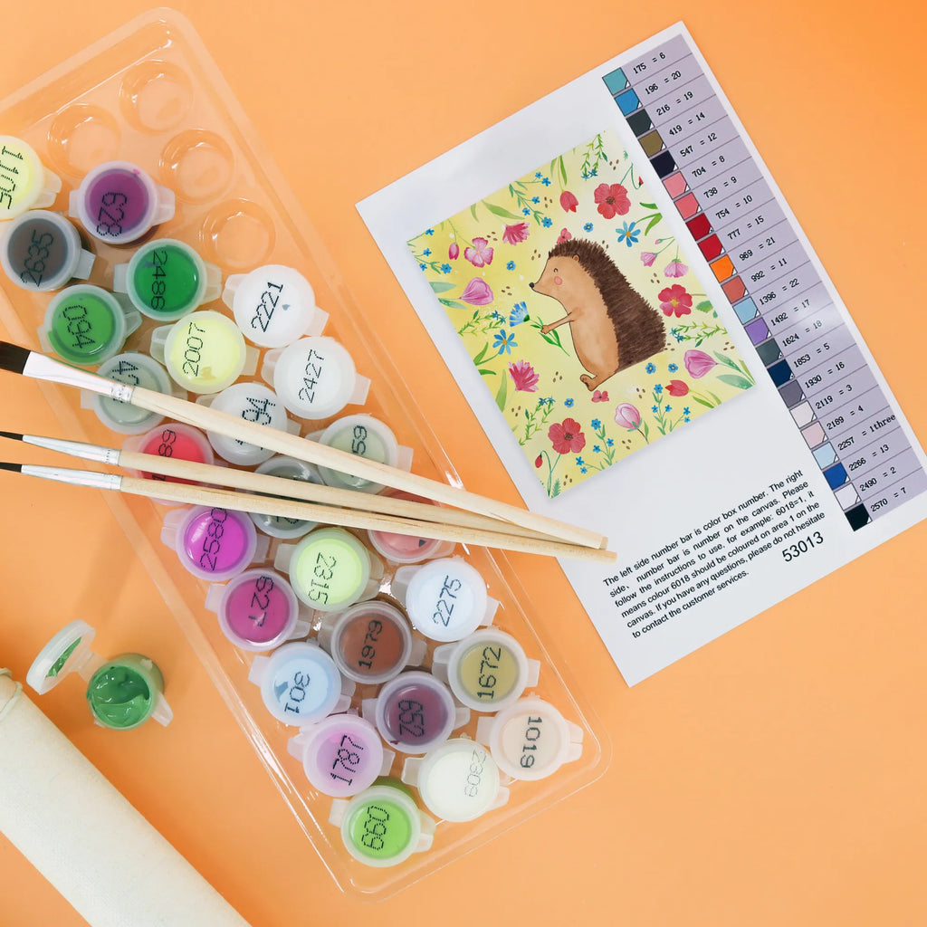 Paint by Numbers Hedgehog Flower Baseln, Kunstwerk, Bastelidee, Malen nach Zahlen, DIY, Kreativität, Künstler, Malen, Ausmalbild, Tiermotive, Gute Laune, lustige Sprüche, Tiere, Krankenhaus, Igel, Besuch, Gute Besserung, Genesungswünsche, Krankheit, krank