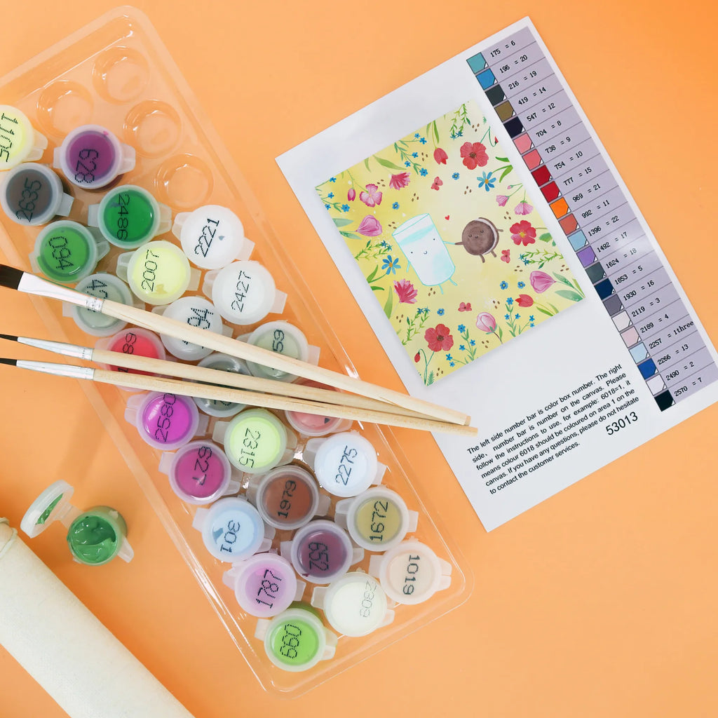 Paint by Numbers milk biscuit Baseln, Künstler, Kunstwerk, Kreativität, Malen, DIY, Ausmalbild, Bastelidee, Malen nach Zahlen, Tiermotive, Gute Laune, lustige Sprüche, Tiere, Kaffee, perfektes Paar, Keks, Milch, Kekse, Einladung Frühstück, Motiv süß, romantisch, Cookie, Milk