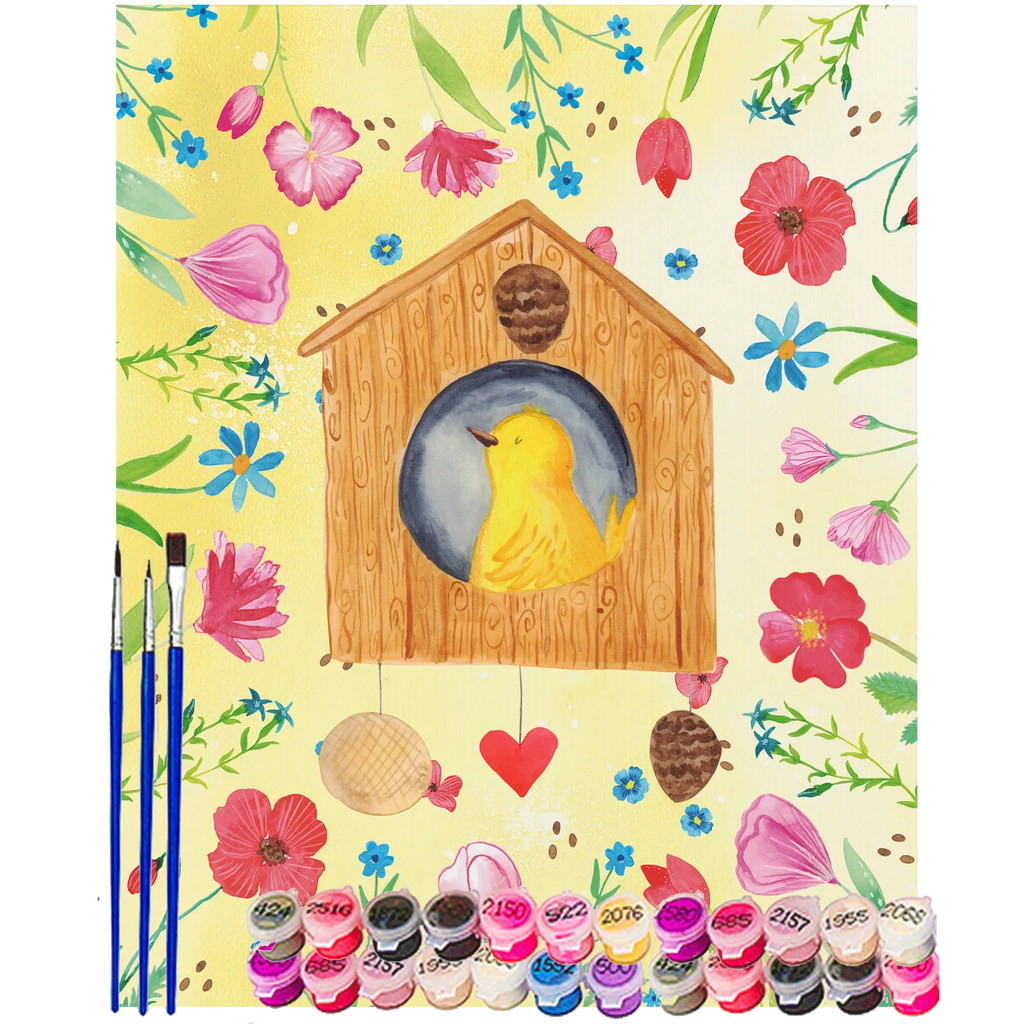 Paint by Numbers birdhouse Home Ausmalbild, Baseln, Bastelidee, Kreativität, Künstler, Malen nach Zahlen, Malen, Kunstwerk, DIY, Tiermotive, Gute Laune, lustige Sprüche, Tiere, Einzugsgeschenk, Hausbau, Haus, Home sweet Home, Einzug, Vogelhaus, Umzug, Vogel, Geschenk