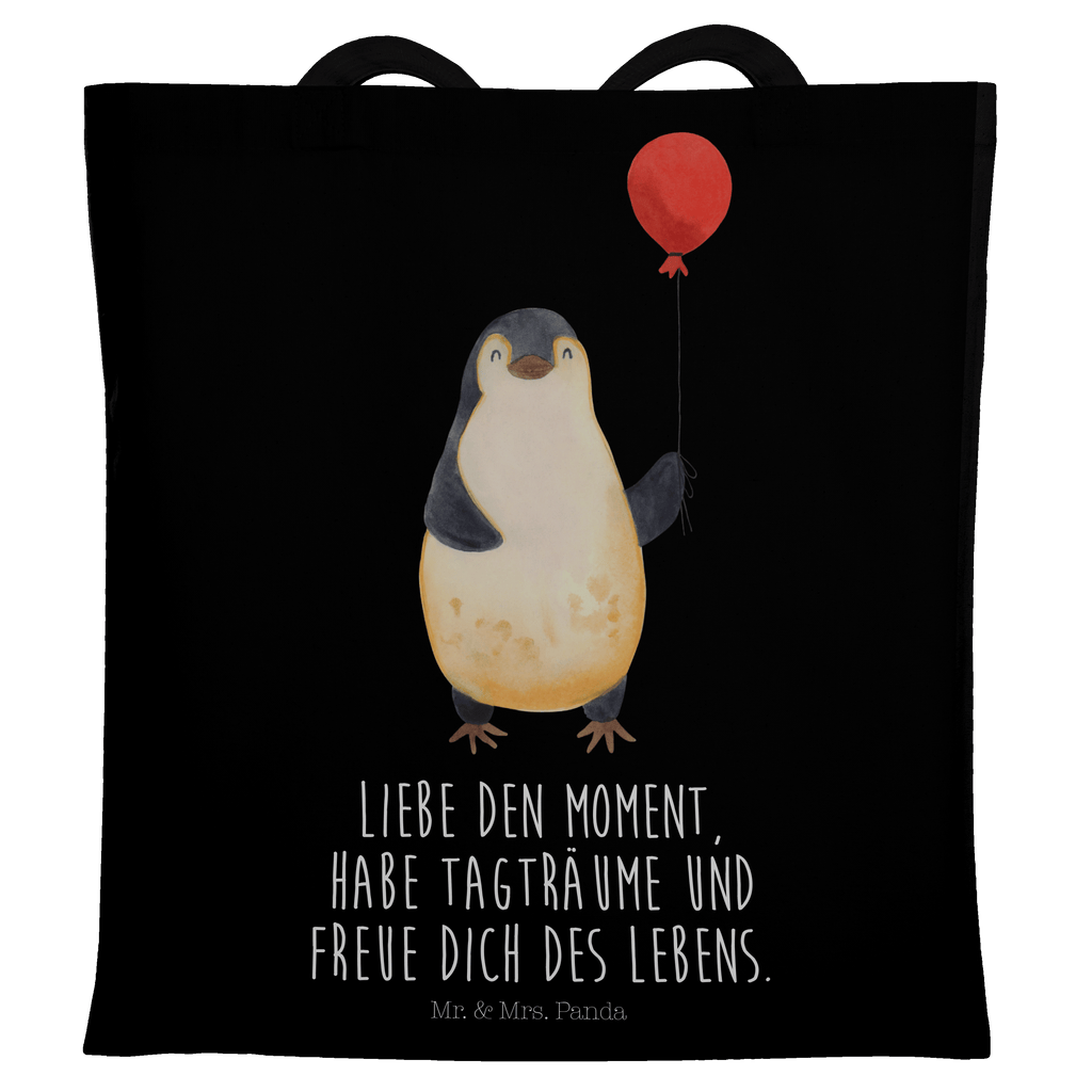 Tragetasche Pinguin Luftballon Beuteltasche, Beutel, Einkaufstasche, Jutebeutel, Stoffbeutel, Pinguin, Pinguine, Luftballon, Tagträume, Lebenslust, Geschenk Freundin, Geschenkidee, beste Freundin, Motivation, Neustart, neues Leben, Liebe, Glück