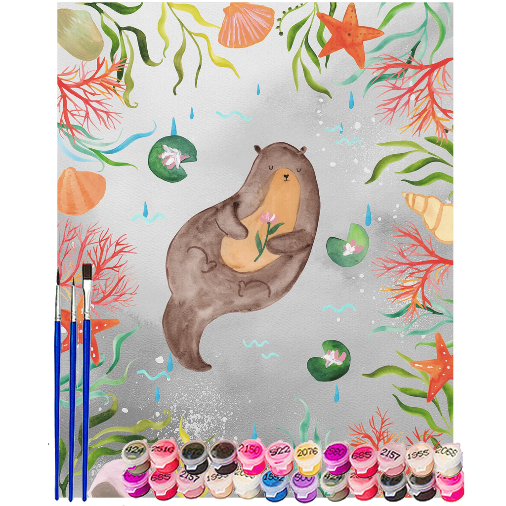 Paint by Numbers otter Water Lily Kreativität, Künstler, Bastelidee, Malen nach Zahlen, DIY, Kunstwerk, Ausmalbild, Baseln, Malen, Otter, Fischotter, Seeotter, Otter Seeotter See Otter