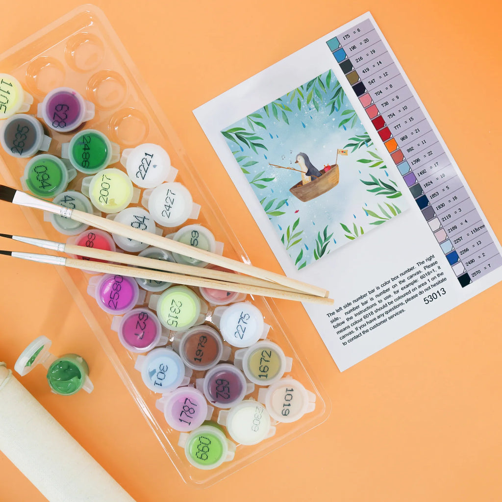 Paint by Numbers Penguin fishing boat Baseln, DIY, Ausmalbild, Malen nach Zahlen, Kreativität, Künstler, Kunstwerk, Malen, Bastelidee, Pinguin, Angelboot, Neustart, Boot, Trennung, Angeln, Neuanfang, Scheidung, Lebenslust, Leben, genießen, Pinguine, Motivation, Geschenkidee Liebeskummer