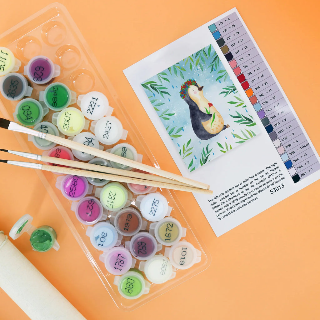 Malowanie według numerów pingwin kwiaty Pinguin