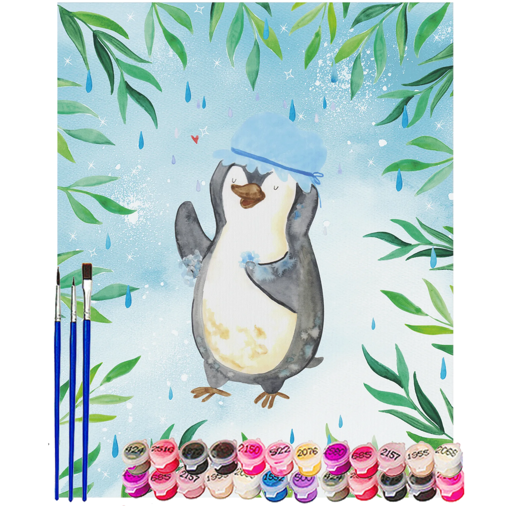 Paint by Numbers Penguin have a shower Kunstwerk, Künstler, Ausmalbild, DIY, Malen, Malen nach Zahlen, Baseln, Bastelidee, Kreativität, Pinguin, duschen, Pinguine, Motivation, Neuanfang, Neustart, Lebensmotto, glücklich sein, Dusche
