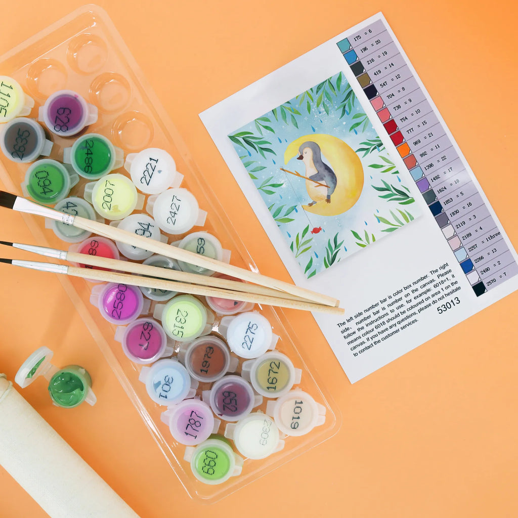 Malowanie według numerów pingwin księżyc Pinguin