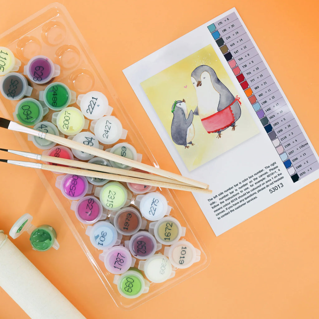 Malen nach Zahlen Pinguin mit Kind Kunstwerk, DIY, Malen, Ausmalbild, Künstler, Bastelidee, Kreativität, Malen nach Zahlen, Basteln, Muttertag, Papa, Mama, Vatertag, Bruder, Schwester, Familie, Opa, Oma, Mami, Geschenk, Mutter, Mutti, Geburststag