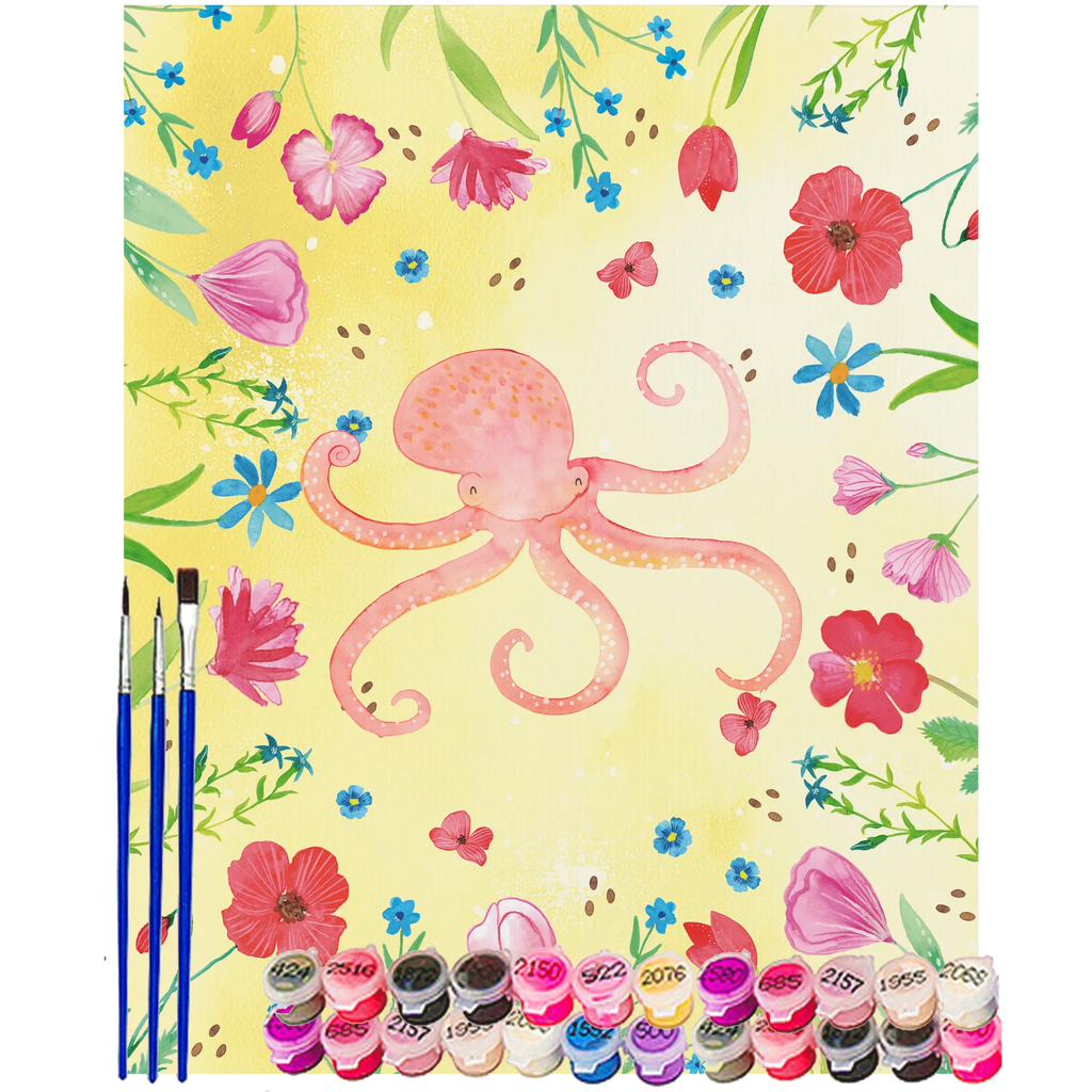 Paint by Numbers Squid Kreativität, Bastelidee, Kunstwerk, DIY, Künstler, Malen, Baseln, Malen nach Zahlen, Ausmalbild, Tiermotive, Gute Laune, lustige Sprüche, Tiere, Ozean, Meerestier, Tintenfisch, Krake, Wasser, Meer, Arme