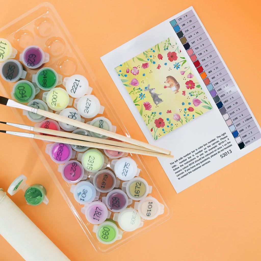 Paint by Numbers Hare Hedgehog Kunstwerk, Malen, Baseln, Künstler, Bastelidee, Ausmalbild, DIY, Malen nach Zahlen, Kreativität, Tiermotive, Gute Laune, lustige Sprüche, Tiere, Igel, Liebeskummer Geschenk, Trennungsschmerz, Liebe Spruch, Spruch romantisch, Trösten, Herzschmerz, Igel und Hase, Hase