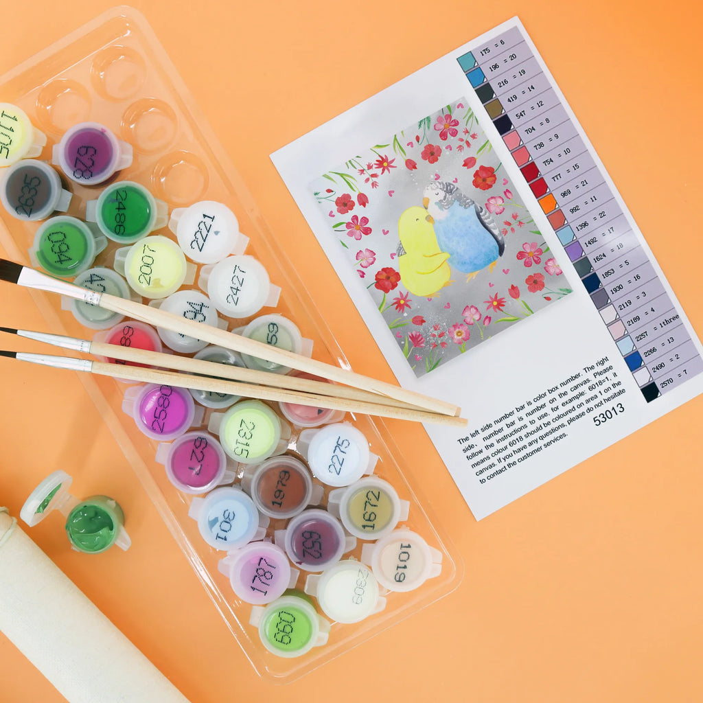 Malowanie według numerów Miłość papużki falistej Malen nach Zahlen, Bastelidee, Kreativität, Ausmalbild, Baseln, Kunstwerk, DIY, Künstler, Malen, Liebe, Partner, Freund, Freundin, Ehemann, Ehefrau, Heiraten, Verlobung, Heiratsantrag, Liebesgeschenk, Jahrestag, Hocheitstag, Nähe, Vögel, Kuscheln, Vertrauen, Wellensittich