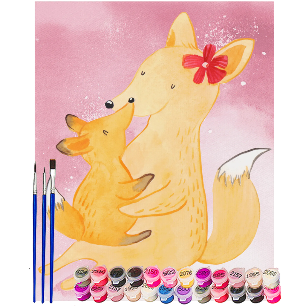 Paint by Numbers Fox mummy Kunstwerk, Malen nach Zahlen, Ausmalbild, Familie, Vatertag, Muttertag, Bruder, Schwester, Mama, Papa, Oma, Opa, Lieblingstochter, Tochter, Beste Tochter, Mutter, Geschenk