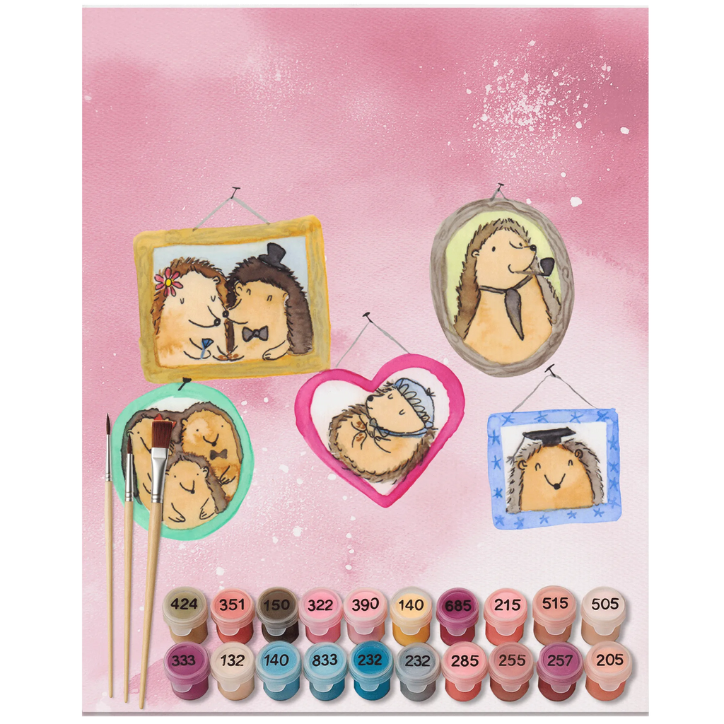 Paint by Numbers Hedgehog family Family, Father's Day, Mother's Day, brother, sister, Mom, Dad, dad, love, pictures, hedgehogs, mum, solidarity, happiness