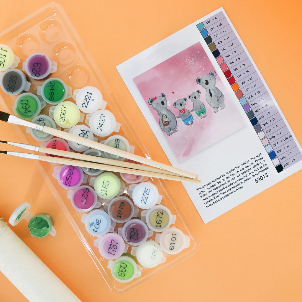 Paint by Numbers Koala family with two kids Family, Father's Day, Mother's Day, brother, sister, Mom, Dad, koala, family life, family, favourite family, koala family, best family, family time, koala bear