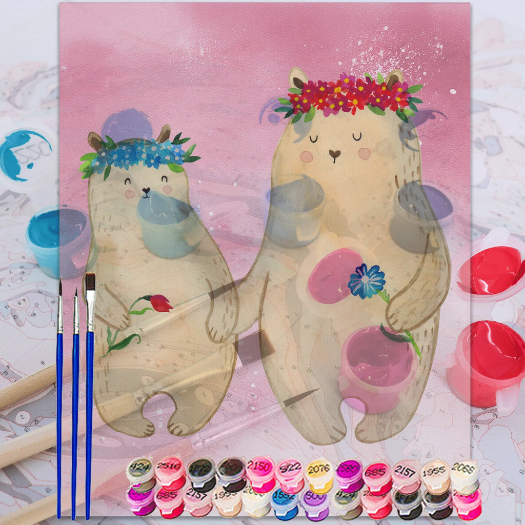 Malowanie według numerów Niedźwiedzie z wianuszkiem Rodzina, Dzień Ojca, Dzień Matki, brat, siostra, mama, tata, babcia, dziadek