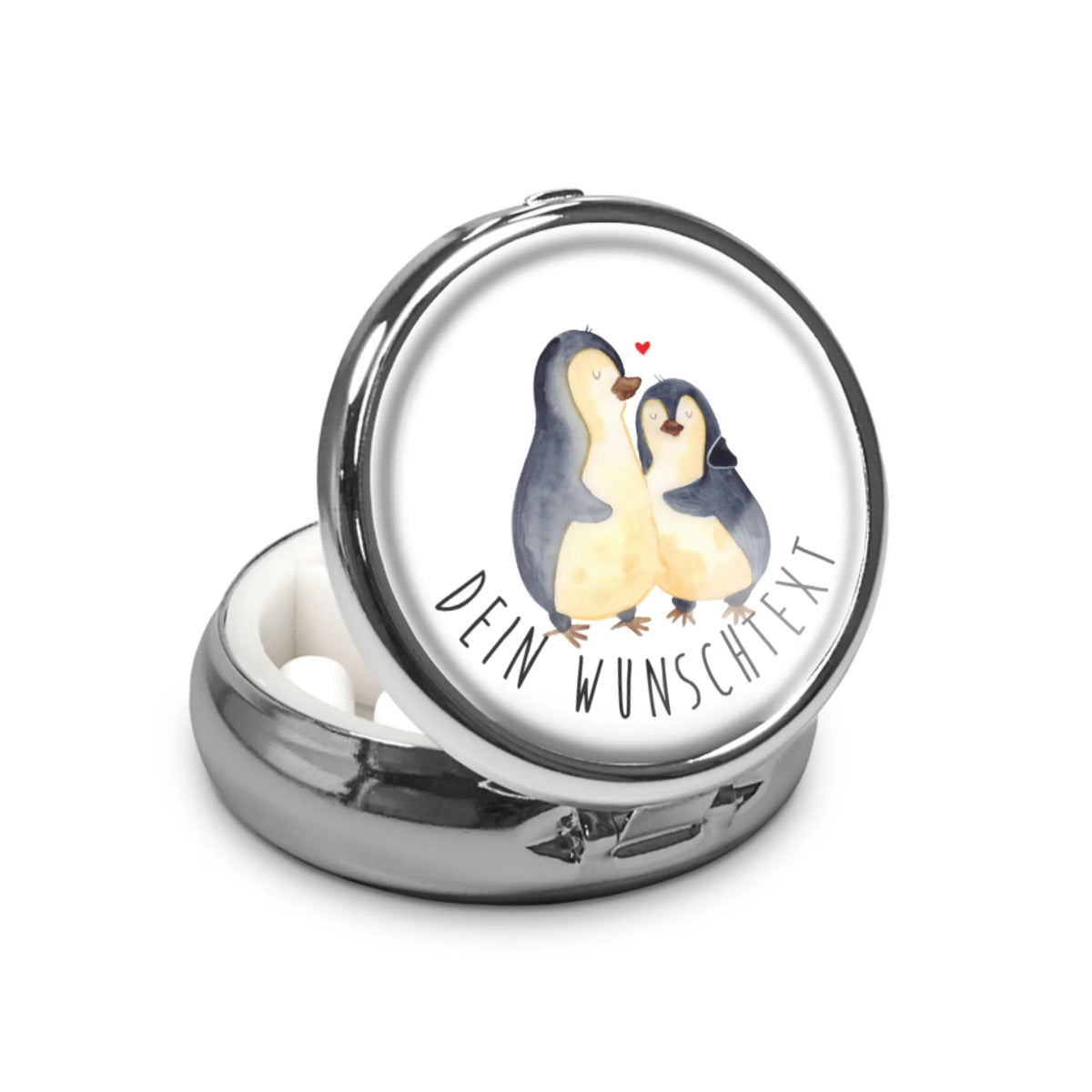 Personalized Pill Box Penguin embrace North Pole, Penguins, anniversary, wedding, wedding gift, lovers, proof of love, love gift, wedding day