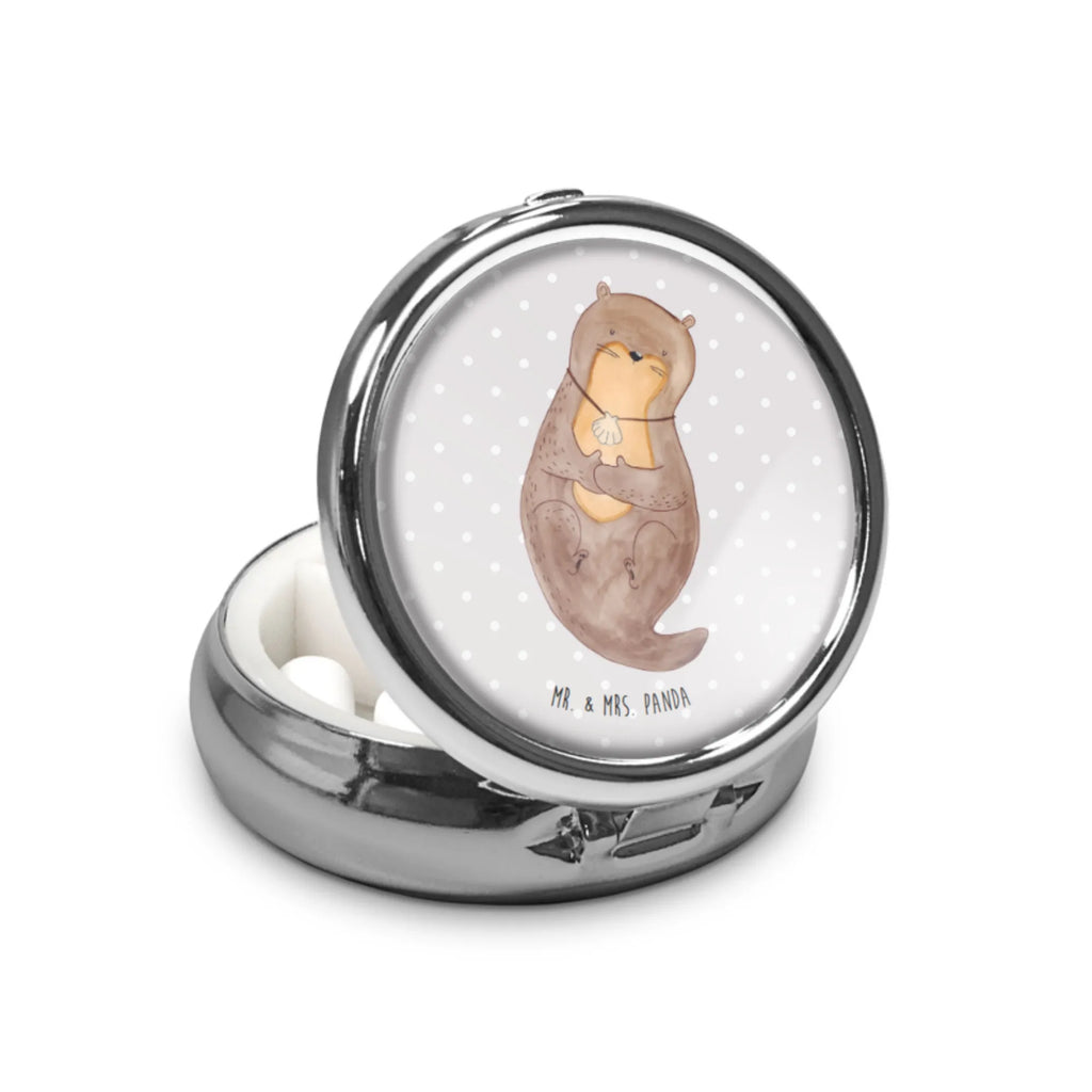 Pillendose Otter Muschel Tablettenorganizer, Pillendose, Dose, Pillenorganizer, Tabletten, Pillendose klein, Pillen, Tablettenbox, Otter, Fischotter, Seeotter, Tagträumen, Otterliebe, Büro, Motivation, grübeln, träumen