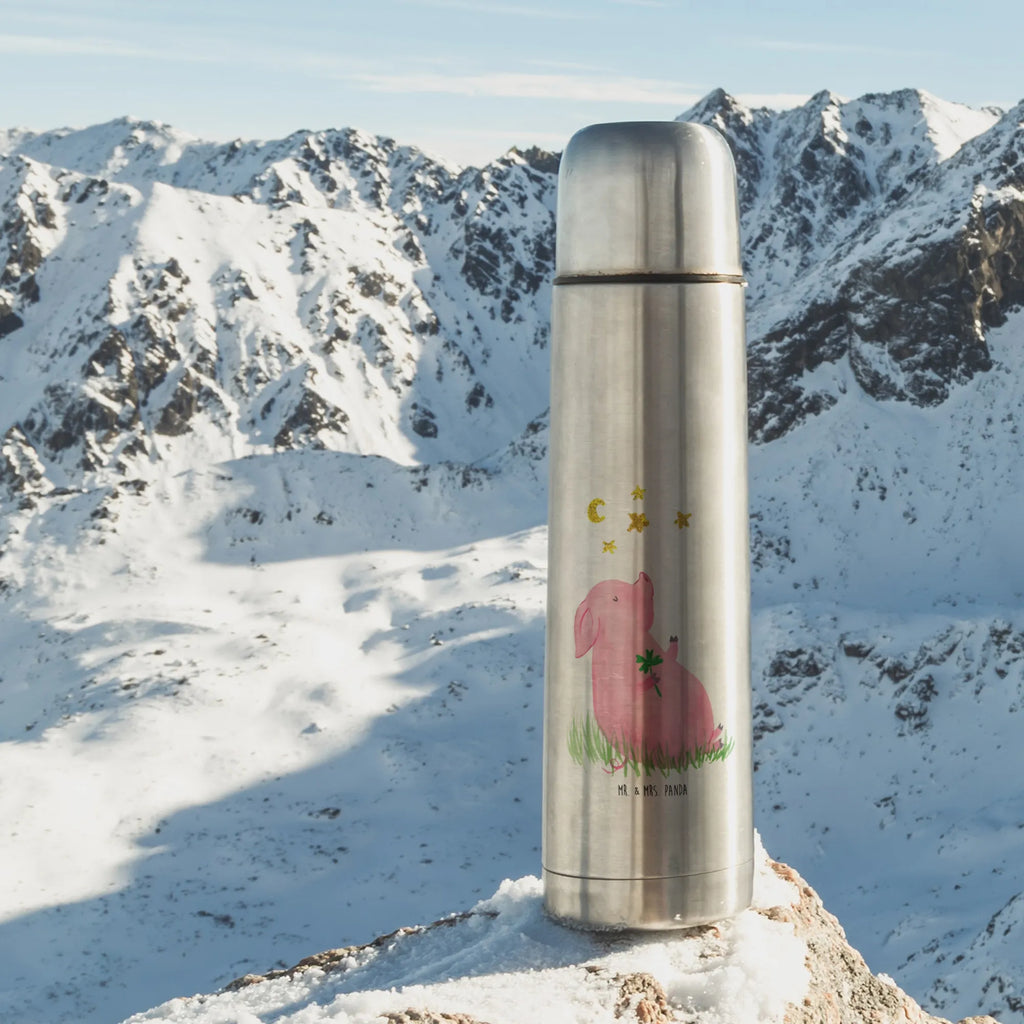 Thermoskanne Schwein Glück Thermoskanne, Tiermotive, Gute Laune, lustige Sprüche, Tiere, Sterne, Träume, Schwein, Motivation, Glücksschwein. Glück, Sernchen, Schweinchen, Glücksbringer, Ziele