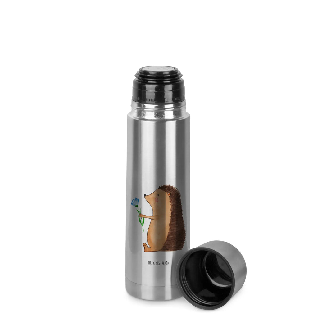 Thermos Flask Hedgehog Flower Thermoskanne, Tiermotive, Gute Laune, lustige Sprüche, Tiere, krank, Genesungswünsche, Krankenhaus, Gute Besserung, Krankheit, Igel, Besuch