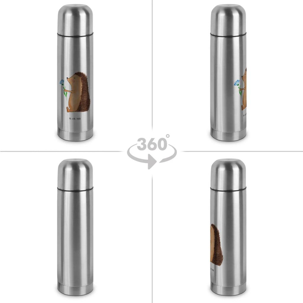 Thermos Flask Hedgehog Flower Thermoskanne, Tiermotive, Gute Laune, lustige Sprüche, Tiere, krank, Genesungswünsche, Krankenhaus, Gute Besserung, Krankheit, Igel, Besuch