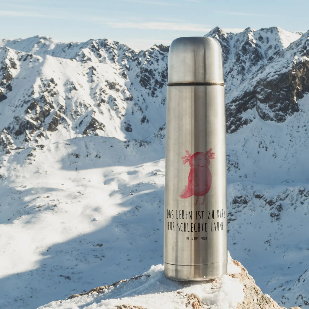 Thermos Flask axolotl Happy Thermoskanne, Axolotl, Molch, gute Laune, Lurch, Schwanzlurch, Motivation, Lurche, Axolot