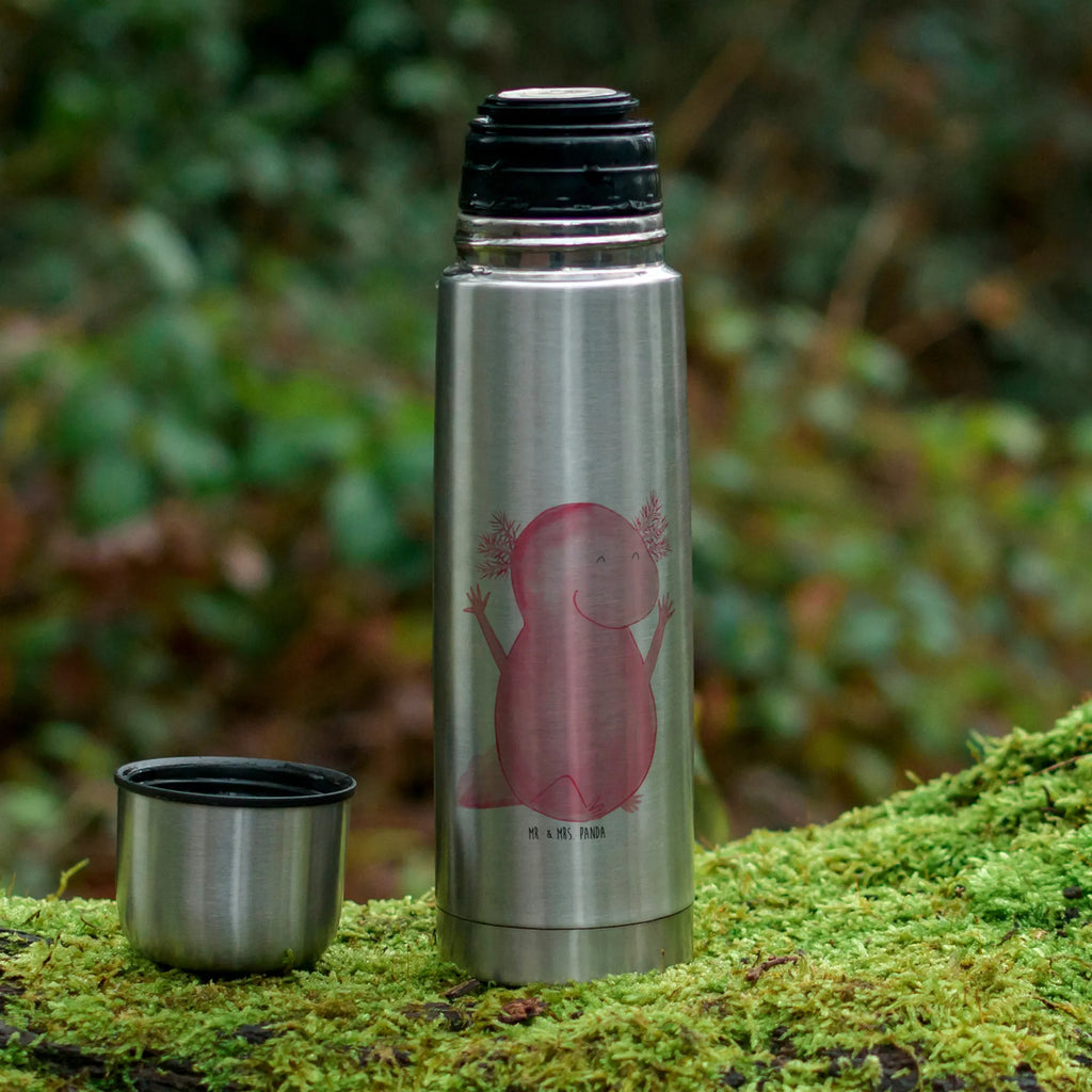 Thermos Flask axolotl Hooray Thermoskanne, Axolotl, Molch, fröhlich, Zufriedenheit, Spaß, Freude, Axolot, Lurche, Schwanzlurch, Motivation, Lurch