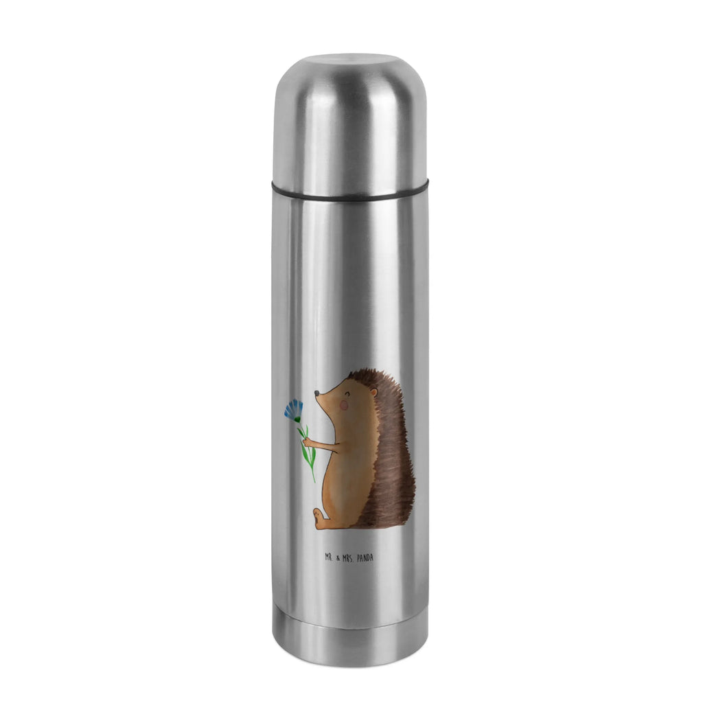 Thermos Flask Hedgehog Flower Thermoskanne, Tiermotive, Gute Laune, lustige Sprüche, Tiere, krank, Genesungswünsche, Krankenhaus, Gute Besserung, Krankheit, Igel, Besuch