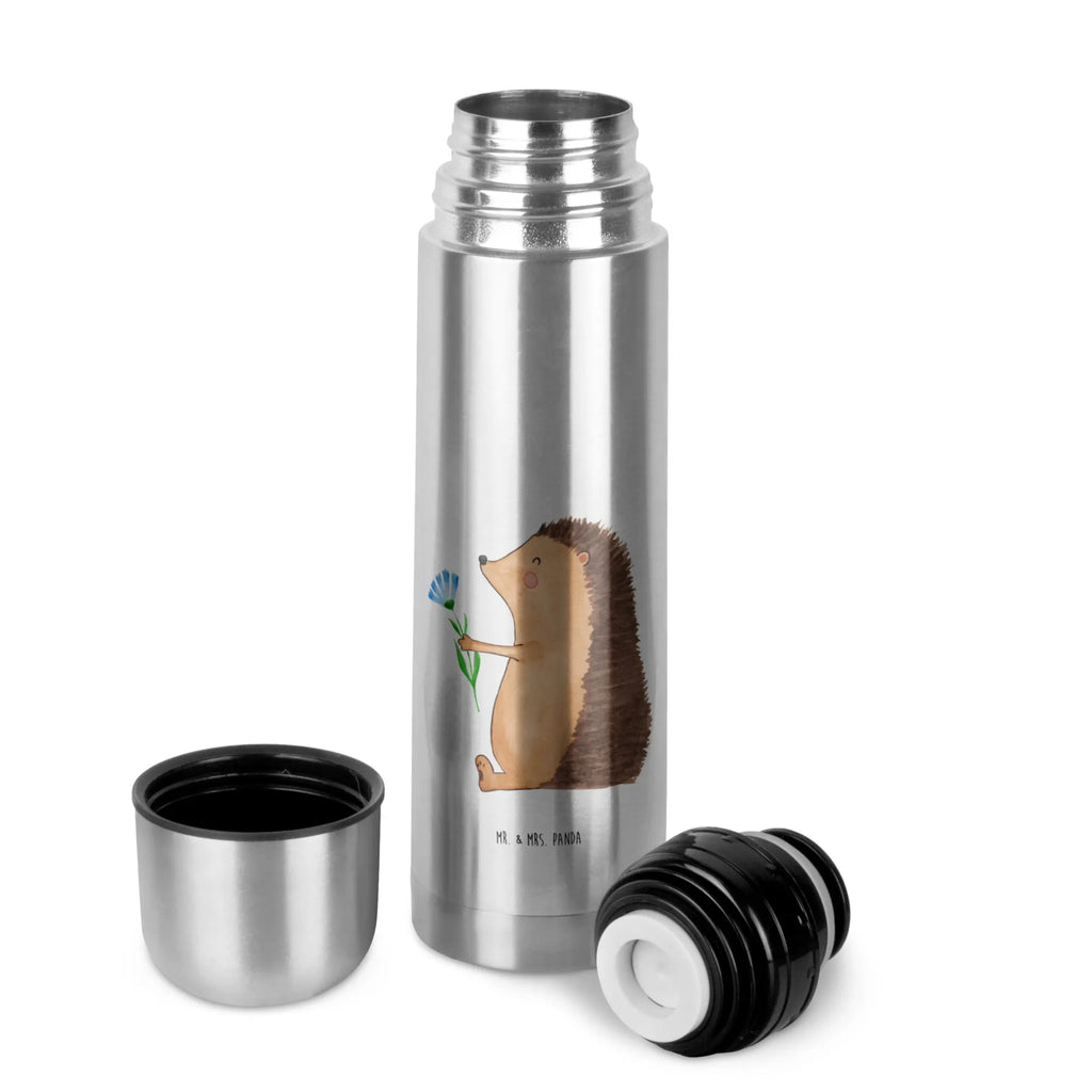 Thermos Flask Hedgehog Flower Thermoskanne, Tiermotive, Gute Laune, lustige Sprüche, Tiere, krank, Genesungswünsche, Krankenhaus, Gute Besserung, Krankheit, Igel, Besuch