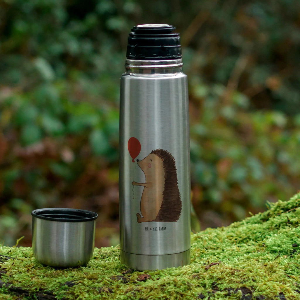 Thermos Flask Hedgehog balloon Thermoskanne, Tiermotive, Gute Laune, lustige Sprüche, Tiere, Geburtstagskind, Herzlichen Glückwunsch, Happy Birthday, Igel, Ballon, Geburtstag, Glückwunsch