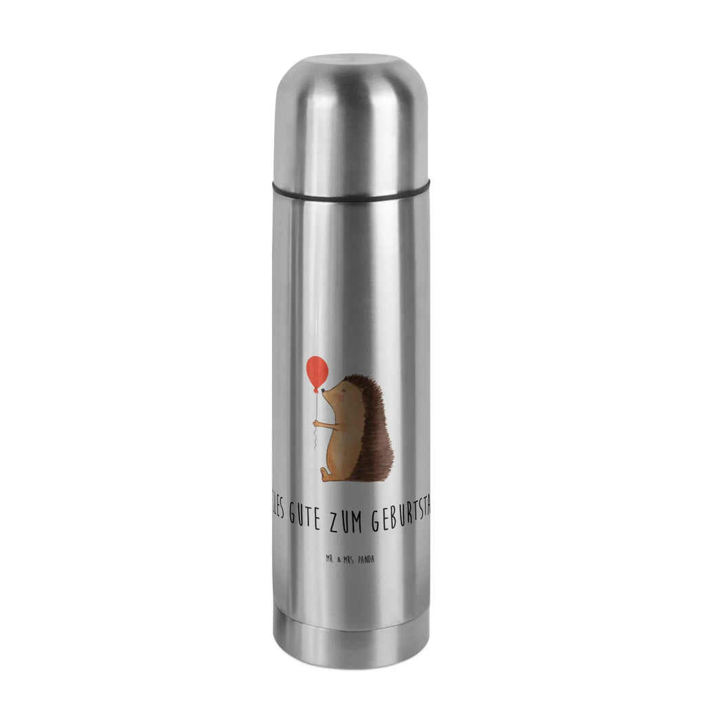 Thermos Flask Hedgehog balloon Thermoskanne, Tiermotive, Gute Laune, lustige Sprüche, Tiere, Geburtstagskind, Herzlichen Glückwunsch, Happy Birthday, Igel, Ballon, Geburtstag, Glückwunsch
