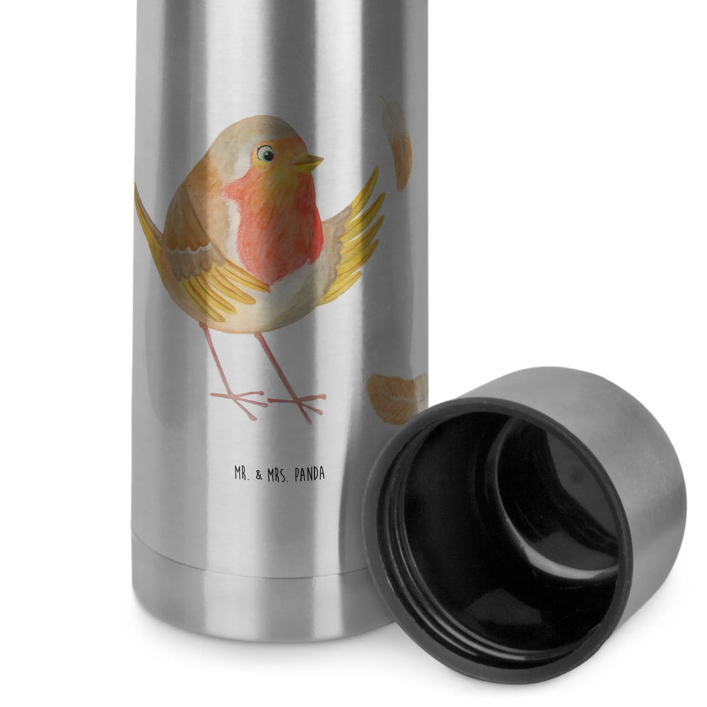 Thermos Flask robin feathers Thermoskanne, Tiermotive, Gute Laune, lustige Sprüche, Tiere, Motivationsbilder, Motivation Sprüche, Vogel, fliegen, What if i fall, Rotkehlchen, Spruch Mut, Spruch Motivation