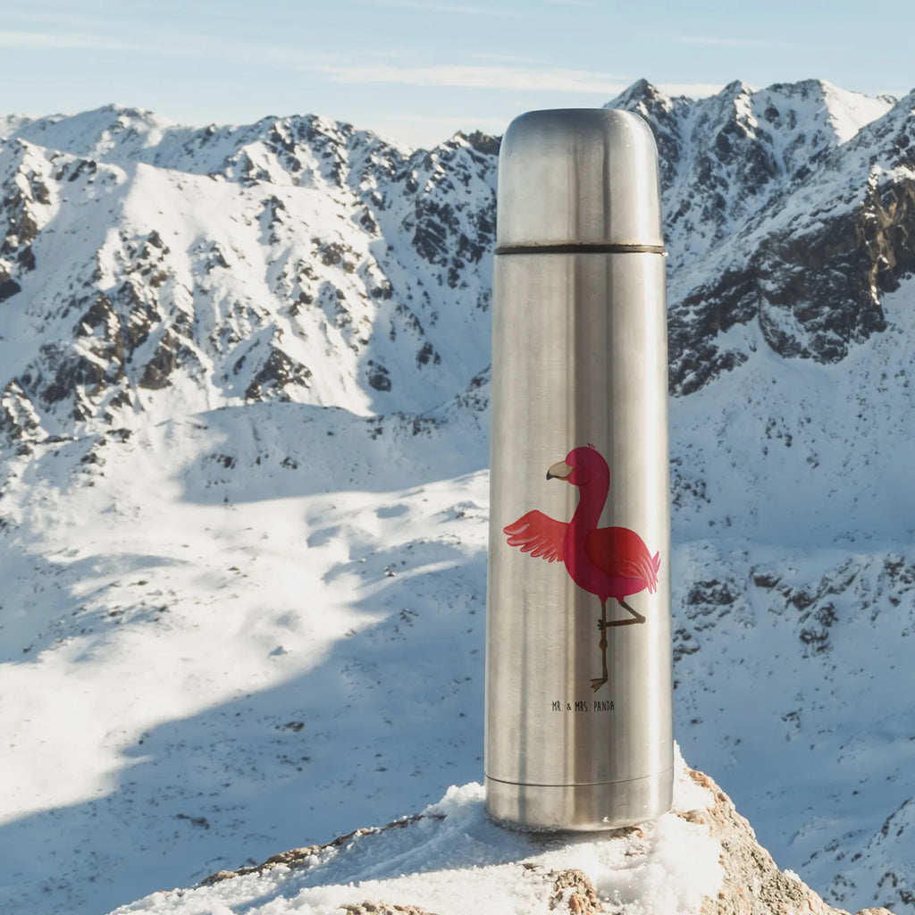 Thermoskanne Flamingo Yoga Thermoskanne, Flamingo, Namaste, Aufregen, Yoga, Achtsamkeit, Vogel, Entspannung, Yoga-Übung, Ärger, Tiefenentspannung