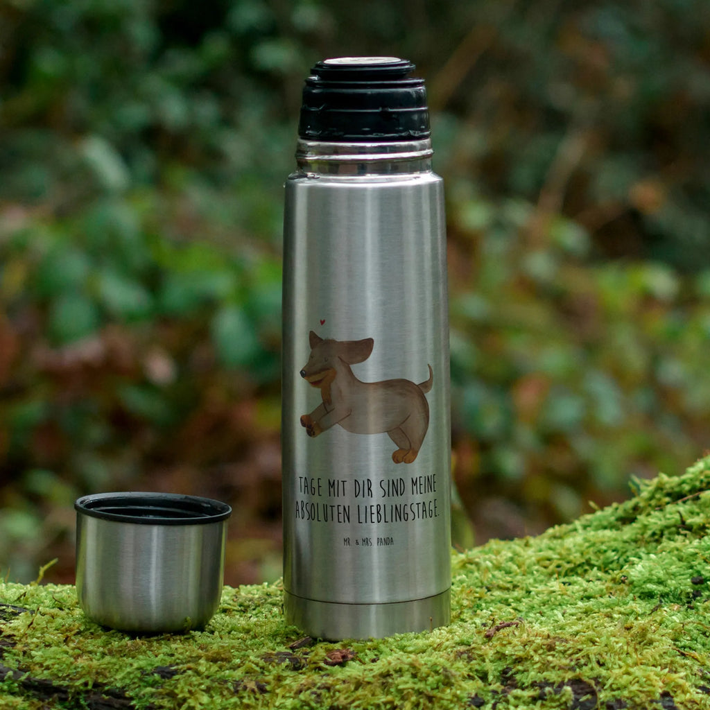 Thermos Flask Dog dachshund Thermoskanne, Hund, Hundemotiv, Haustier, Hunderasse, Tierliebhaber, Hundebesitzer, Sprüche, Dachshund, Dackel, happy dog, Hunde