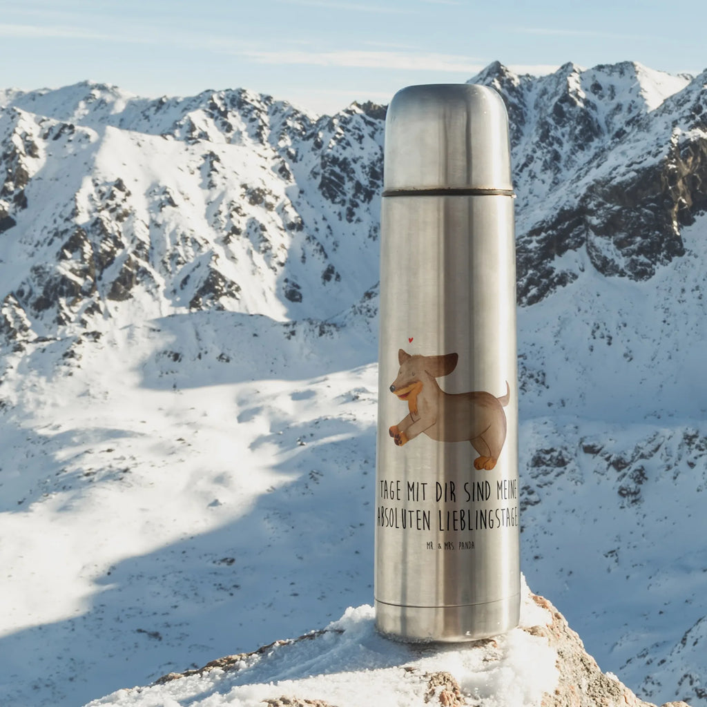 Thermos Flask Dog dachshund Thermoskanne, Hund, Hundemotiv, Haustier, Hunderasse, Tierliebhaber, Hundebesitzer, Sprüche, Dachshund, Dackel, happy dog, Hunde