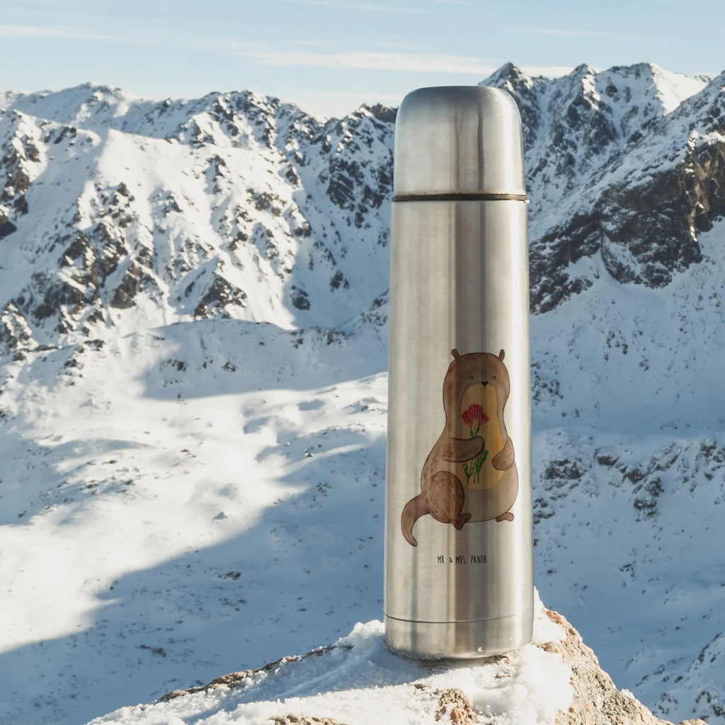 Thermos Flask otter Bunch of flowers Thermoskanne, Otter, Fischotter, Seeotter, Otter Seeotter See Otter