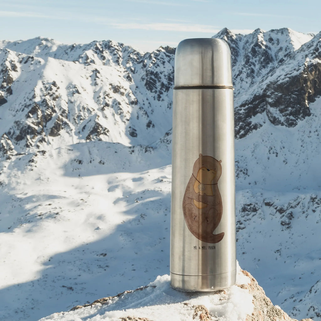 Thermos Flask otter shell Thermoskanne, Otter, Fischotter, Seeotter, träumen, Motivation, Tagträumen, grübeln, Büro, Otterliebe