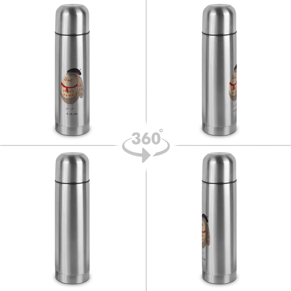 Thermos Flask Owl France Thermoskanne, Eule, das Leben ist schön, Spruch schön, Frankreich, Eule Deko, Owl, Eulen, Spruch Französisch, La vie est belle, hibou