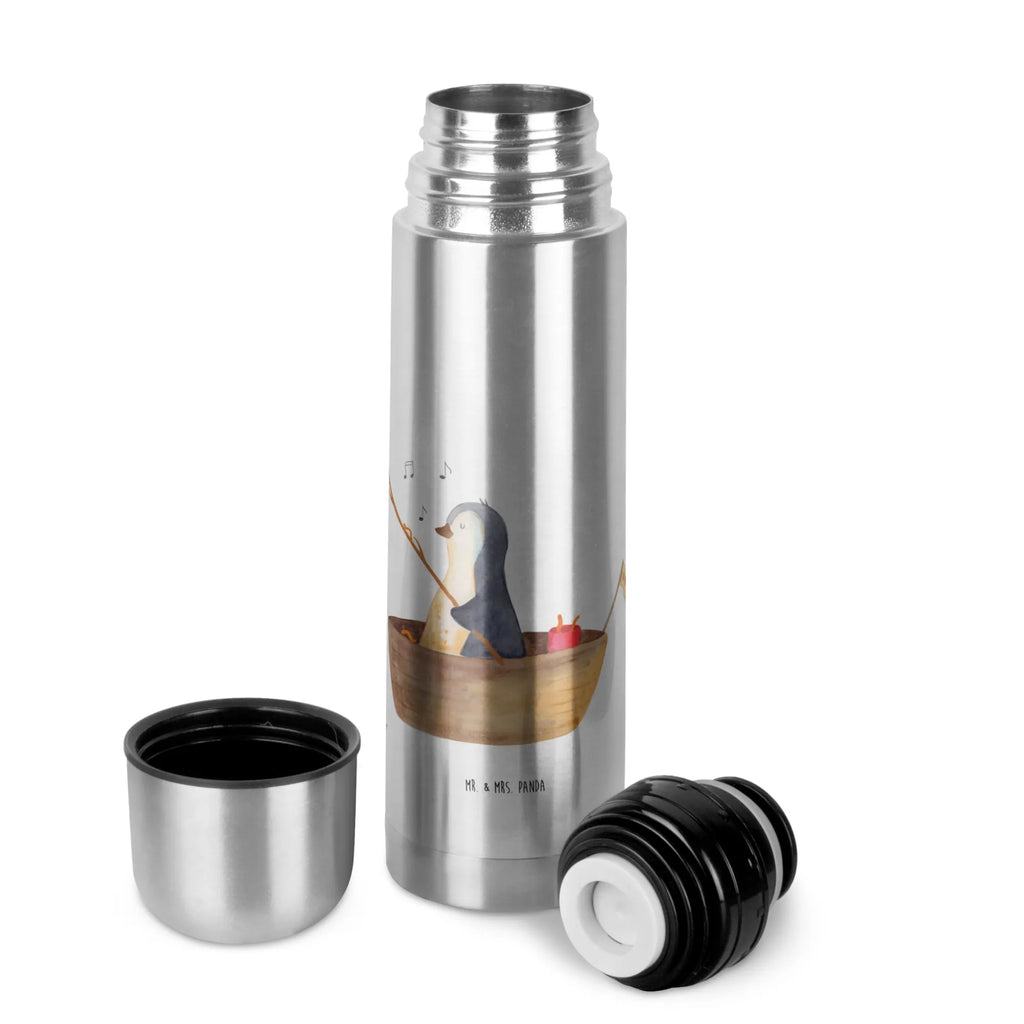 Thermos Flask Penguin fishing boat Thermoskanne, Pinguin, Leben, Boot, Neuanfang, Geschenkidee Liebeskummer, Angeln, genießen, Pinguine, Lebenslust, Neustart, Motivation, Trennung, Angelboot, Scheidung