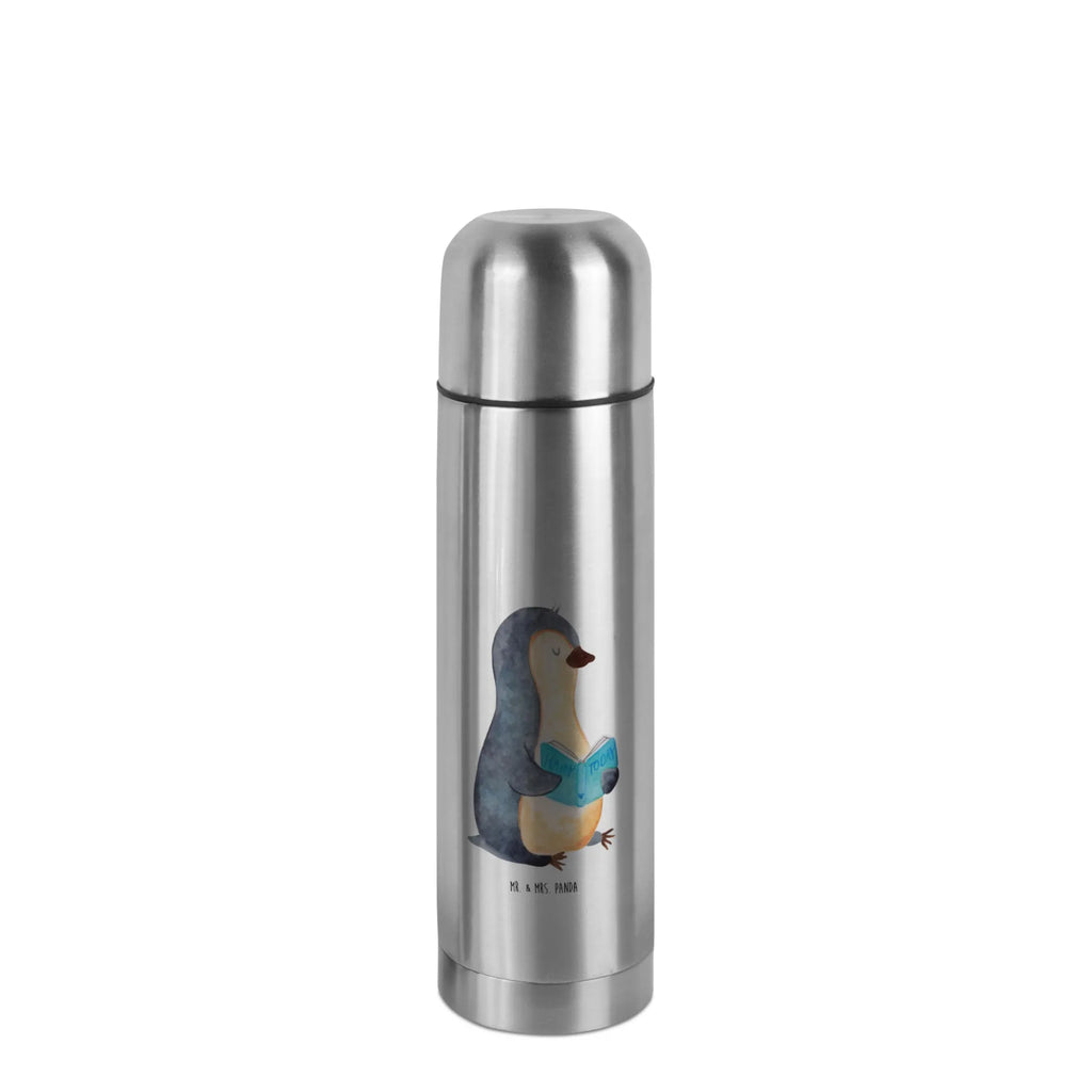 Thermos Flask Penguin A book Thermoskanne, Pinguin, Pinguine, Buch, Lesen, Bücherwurm, Nichtstun, Faulenzen, Ferien, Urlaub, Freizeit