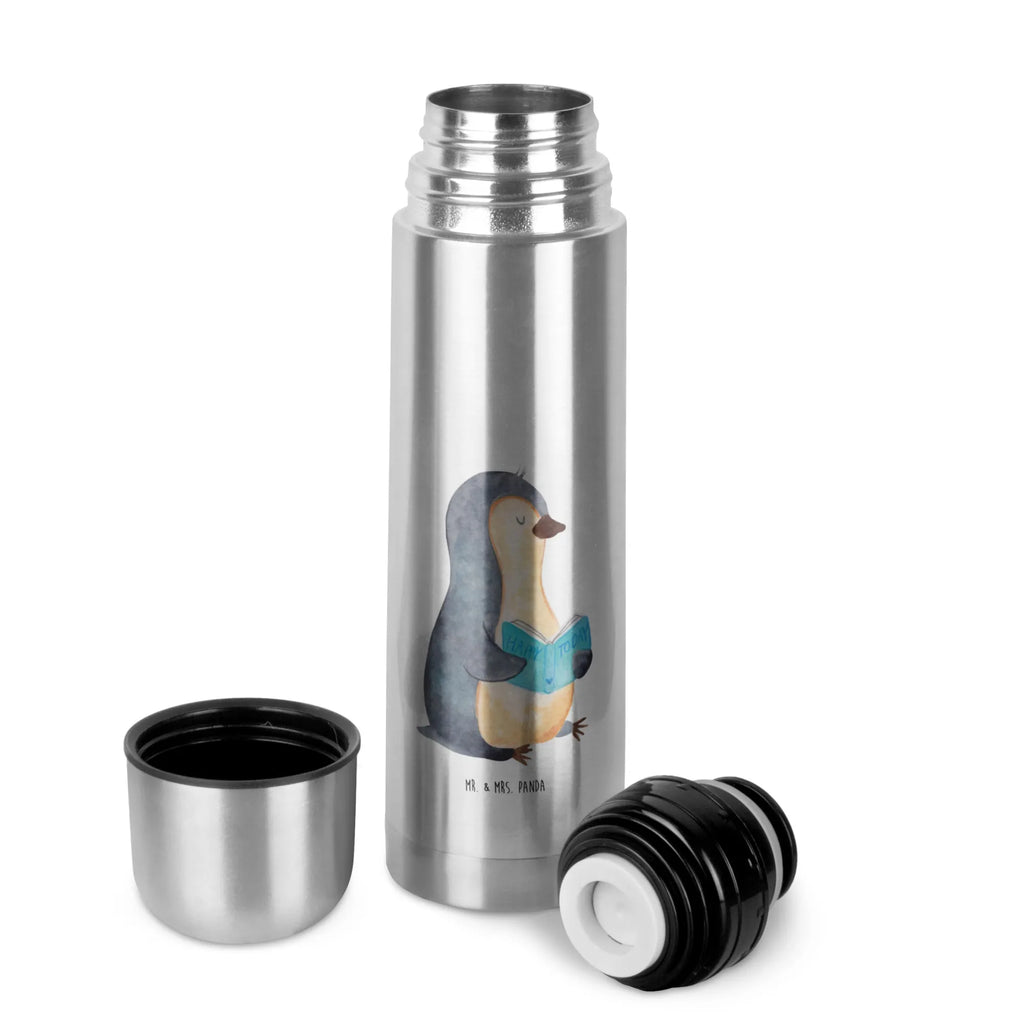 Thermos Flask Penguin A book Thermoskanne, Pinguin, Pinguine, Buch, Lesen, Bücherwurm, Nichtstun, Faulenzen, Ferien, Urlaub, Freizeit
