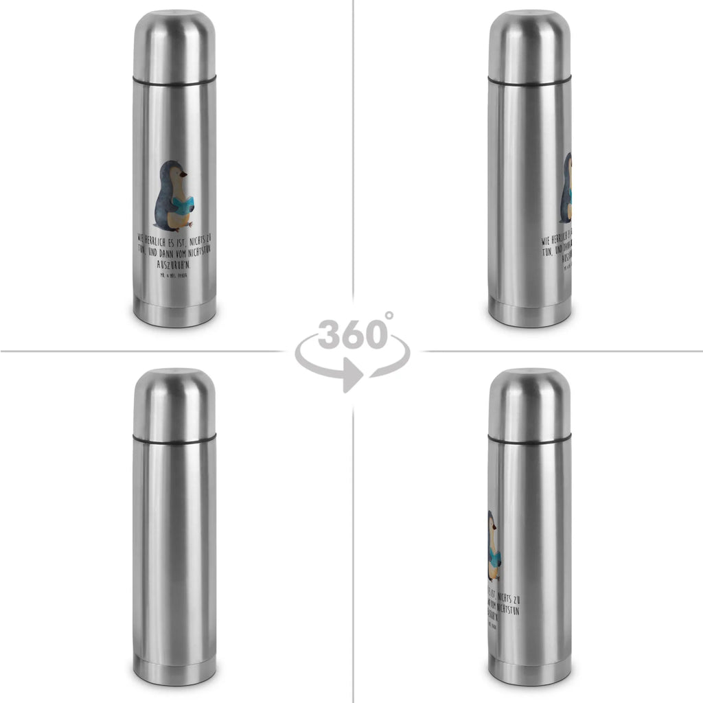 Thermos Flask Penguin A book Thermoskanne, Pinguin, Pinguine, Buch, Lesen, Bücherwurm, Nichtstun, Faulenzen, Ferien, Urlaub, Freizeit