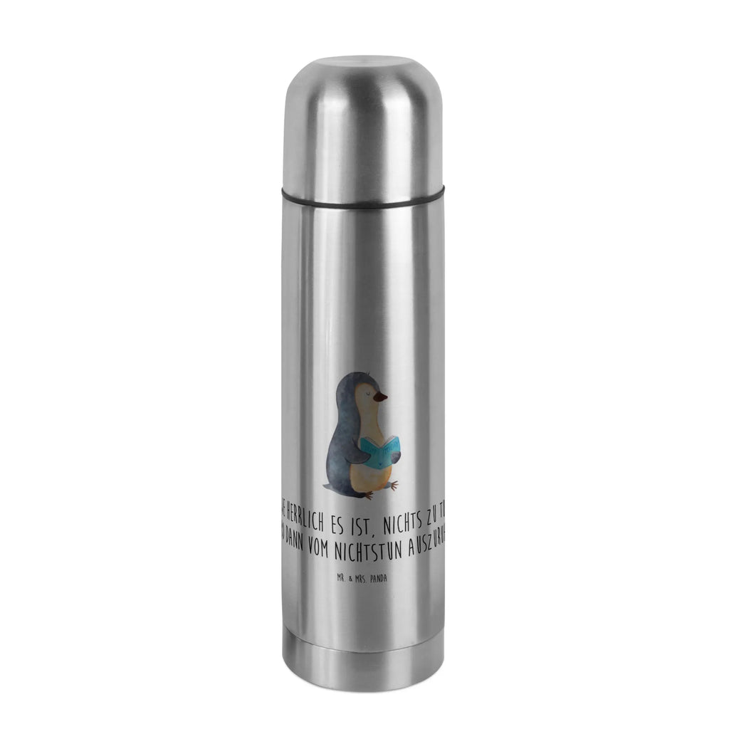 Thermos Flask Penguin A book Thermoskanne, Pinguin, Pinguine, Buch, Lesen, Bücherwurm, Nichtstun, Faulenzen, Ferien, Urlaub, Freizeit