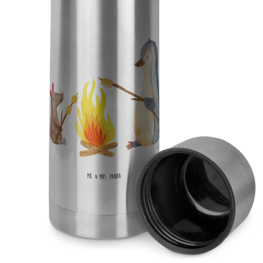 Thermos Flask Penguin campfire Thermoskanne, Pinguin, Pinguine, Motivation, Neustart, Büro, Marshmallows, Arbeit, Lebensspruch, grillen, Büroalltag, Job, Lebensmotivation, Feuer, Lagerfeuer, Leben, Liebe, Maus