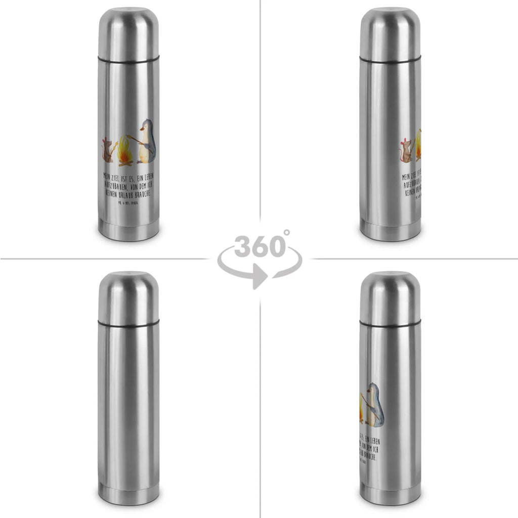 Thermos Flask Penguin campfire Thermoskanne, Pinguin, Pinguine, Motivation, Neustart, Büro, Marshmallows, Arbeit, Lebensspruch, grillen, Büroalltag, Job, Lebensmotivation, Feuer, Lagerfeuer, Leben, Liebe, Maus