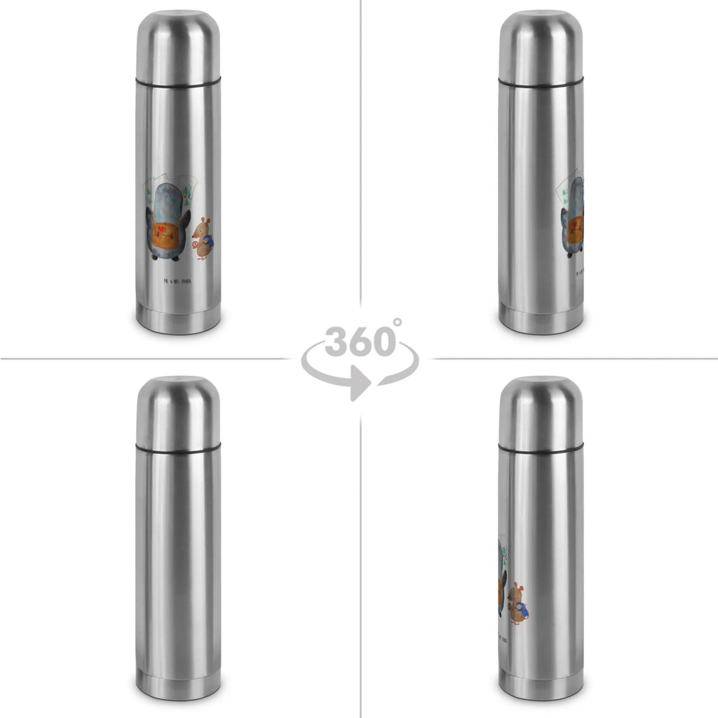 Thermoskanne Pinguin & Maus Wanderer Thermoskanne, Pinguin, Roadtrip, Ausflug, Pinguine, Wanderlust, Abenteurer, wandern, Abenteuer