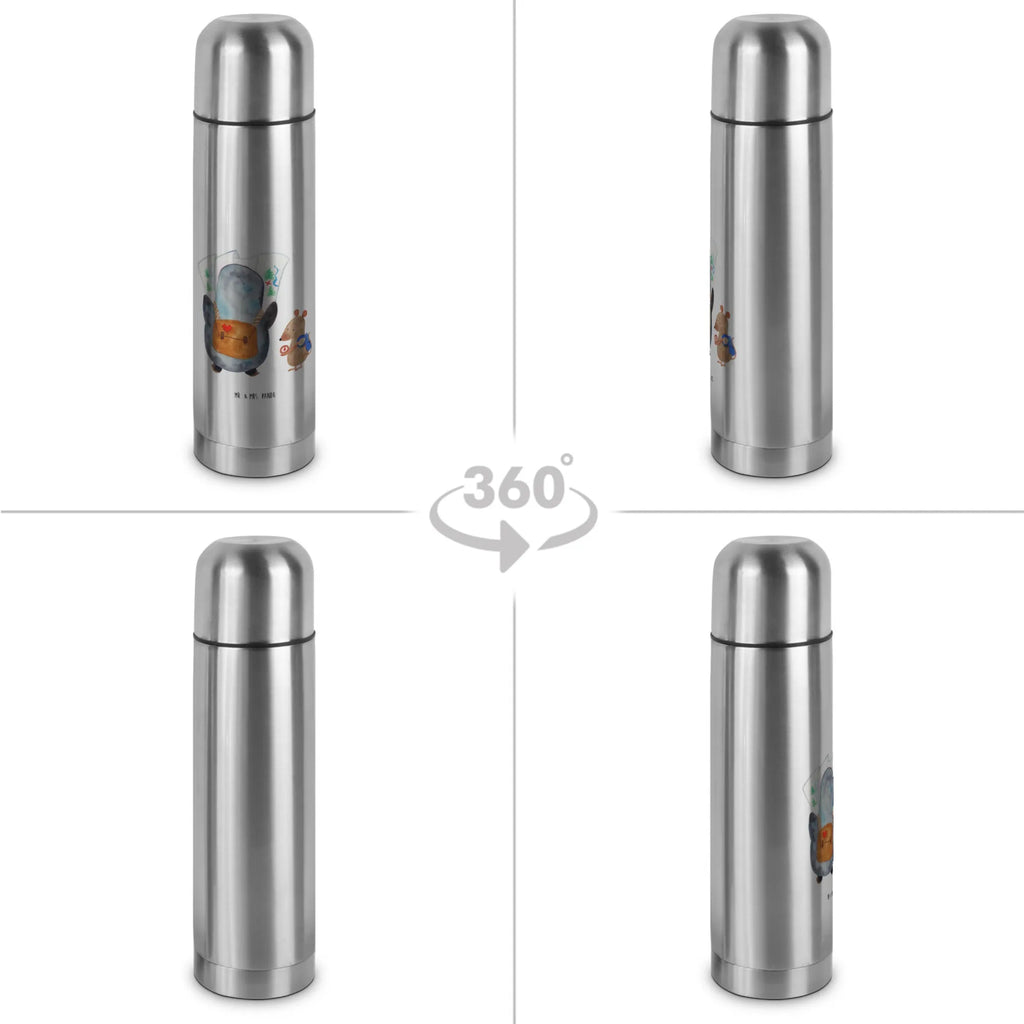 Thermoskanne Pinguin & Maus Wanderer Thermoskanne, Pinguin, Roadtrip, Ausflug, Pinguine, Wanderlust, Abenteurer, wandern, Abenteuer