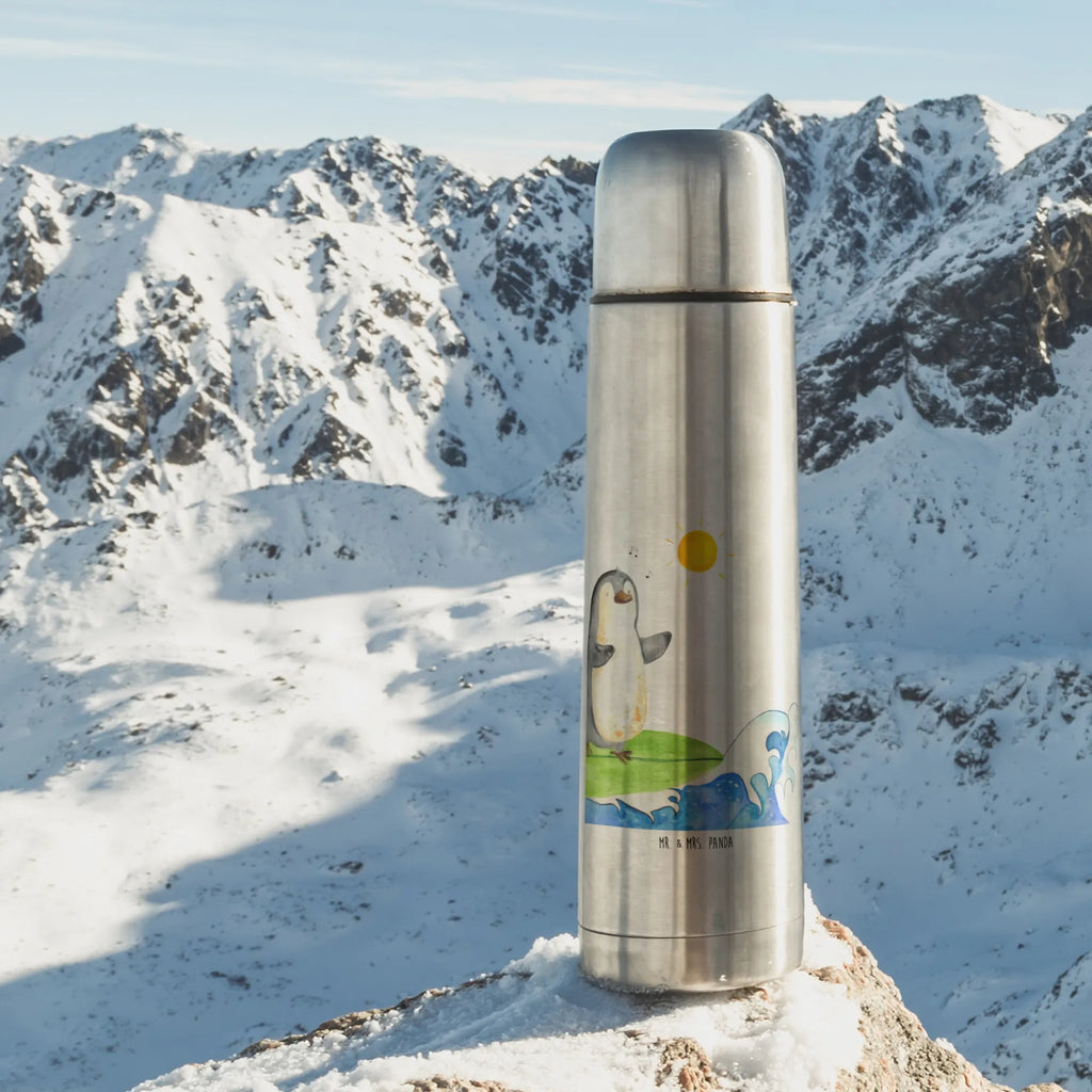 Thermoskanne Pinguin Surfer Thermoskanne, Pinguin, surfen, Wellen, Surfer, Wellen reiten, Hawaii, Urlaub, Pinguine, Portugal