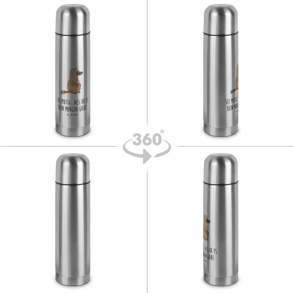 Thermoskanne Schnabeltier Mut Thermoskanne, Meerestiere, Meer, Urlaub, Training, Lebensweisheit, Motivation, Neuanfang, Weltreise, Schnabeltier, Arbeit, Büro, Neustart, Mut, Raodtrip, mutig, Schnabeltiere