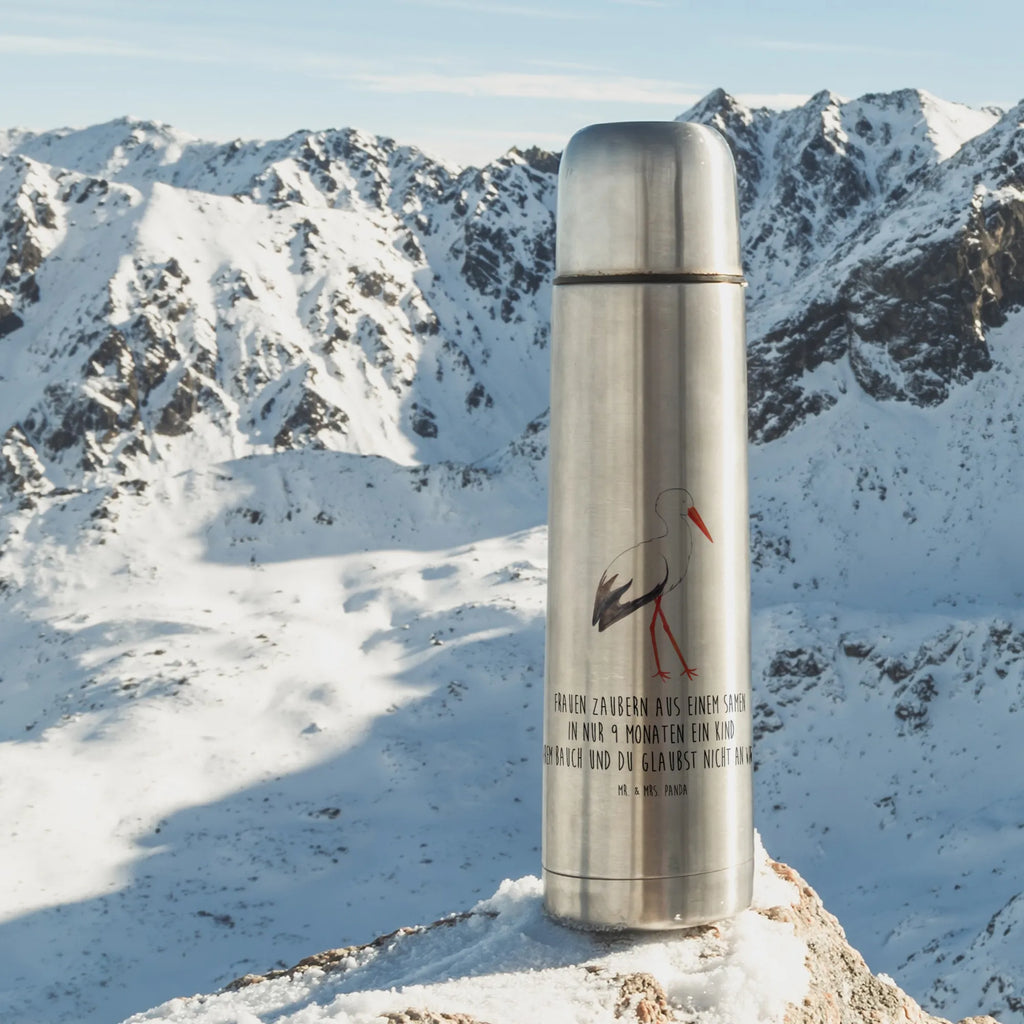 Thermos Flask Stork Thermoskanne, Tiermotive, Gute Laune, lustige Sprüche, Tiere, Geburt, Schwangerschaft, Babybauch, Störche, Mutter, Schwanger, Mutter werden, Storch, Baby, Mütter