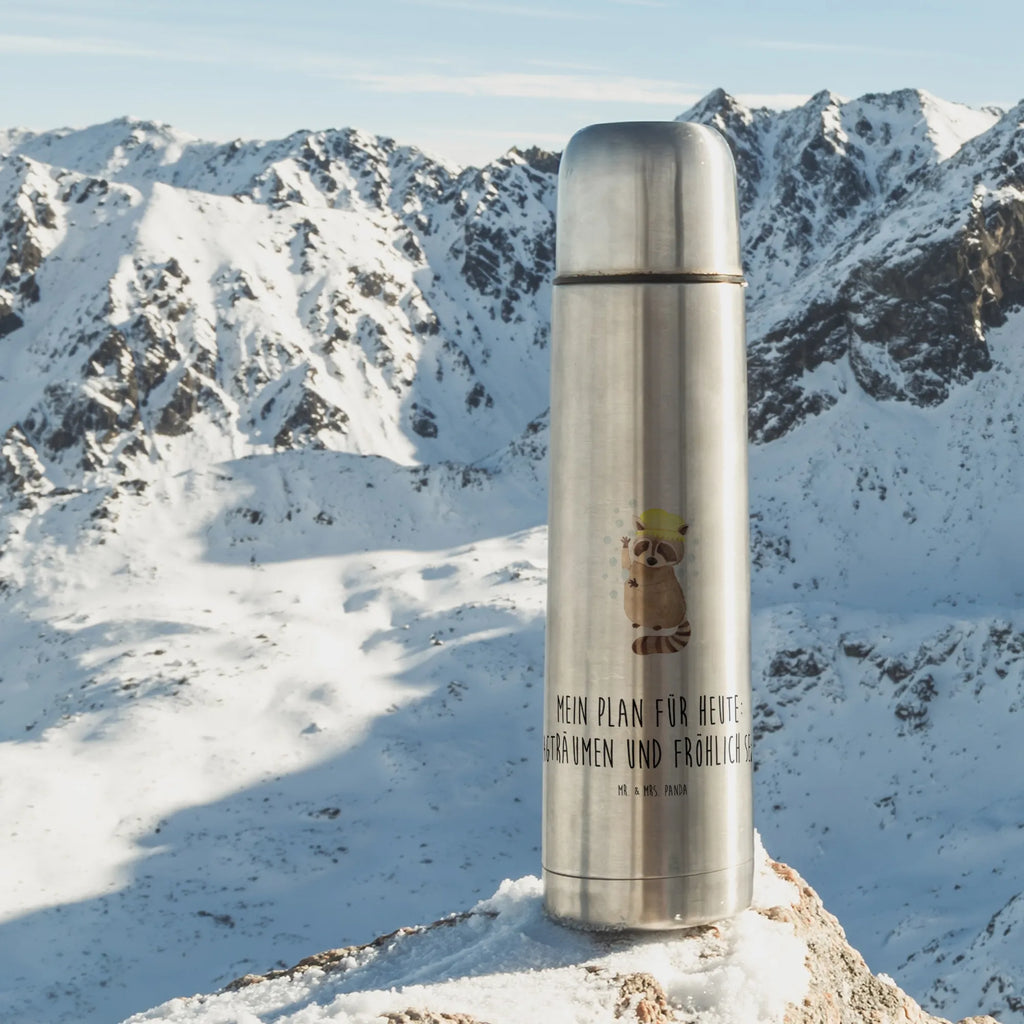 Thermoskanne Waschbär Thermoskanne, Tiermotive, Gute Laune, lustige Sprüche, Tiere, Waschbär, Fröhlich, Tagträumen, Plan, Seifenblasen, waschen